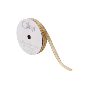 SHEER WIRED GLITTER WHITE/GOLD #03 5/8" X 25 YDS
