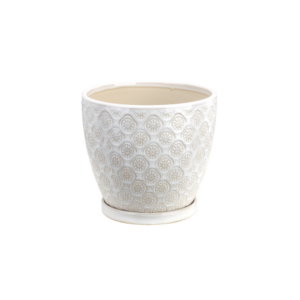 6" ANTIQUE WHITE LASER POT
