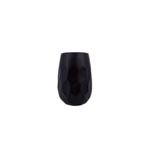 6.25"TALL X 3.50"OPENING ROUND BLACK CERAMIC DESIGN
