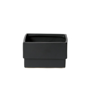 SQ MATTE ZEN BLK PTRY H:4" OP:6"