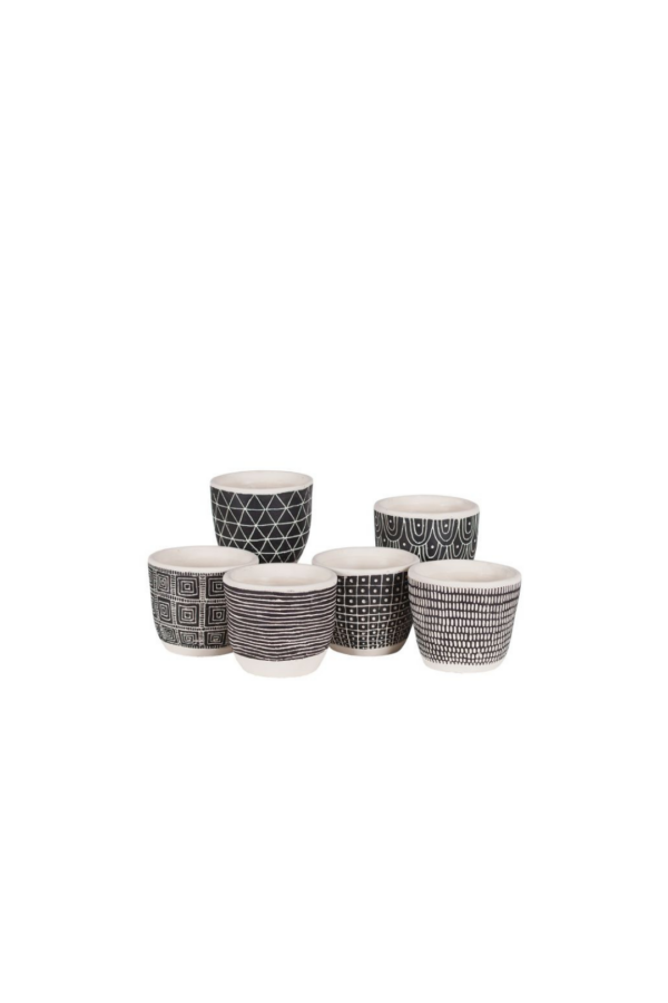 CEMENT POT4.5" EBONY ART DESIGN 6 STYLES