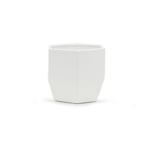 GEO POT IN MATTE WHITE 6.3"X6"