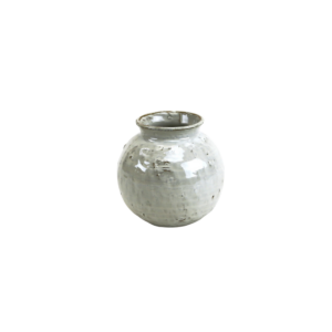 CERAMIC ROUND BALL URN BUD VASE, DIAM 5.5", HEIGHT 5.4", OPENING 2.6"