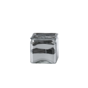 CUBE GLASS METALLIC SILVER H:4 OP:3.25"