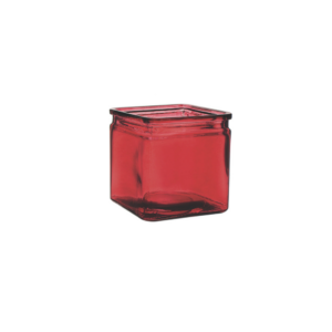 CUBE W/ LIP RED H: 4.75" OP: 4" X 4"