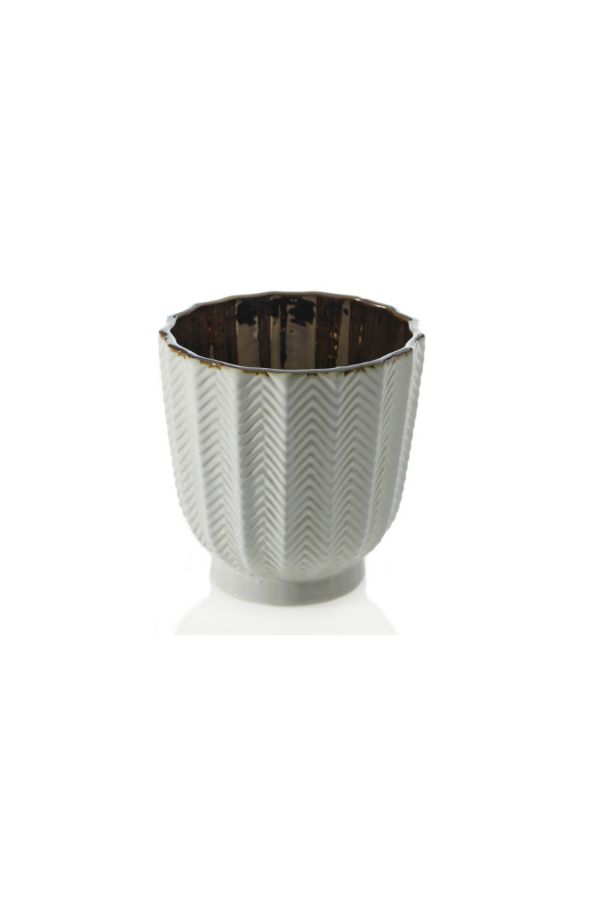 MELROSE POT WHITE H: 5.25" OP:5.25"