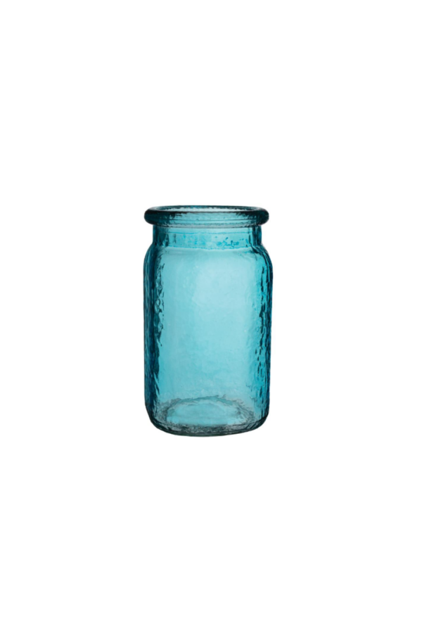 6 1/2" HAMMERED JAR- VINTAGE BLUE