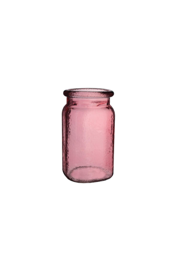 6 1/2" HAMMERED JAR- VINTAGE PINK