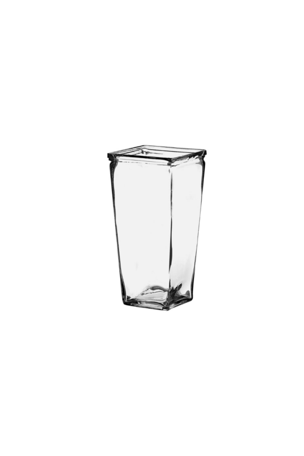 SQUARE TAPERED VASE 9" CLEAR