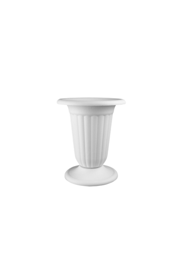 TALL PEDESTAL URN H: 11.25" OP: 9" WHITE