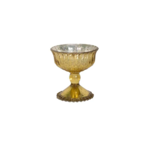 GLASS GOLD MERCURY PEDESTAL BOWL 4.5X4.5"