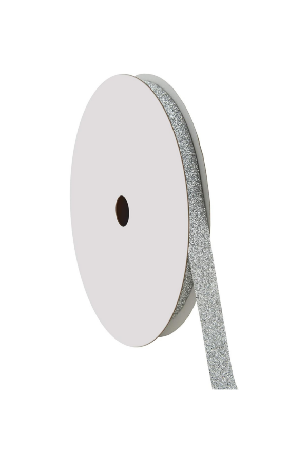 SILVER GLITTER WIRED GLITTER, 5/8"X10Y